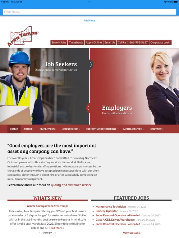 Area Temps Staffing Service iPad  스크린샷