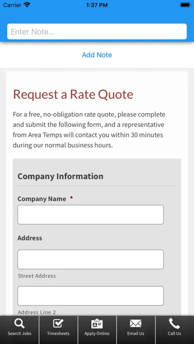 Area Temps Staffing Service 스크린샷