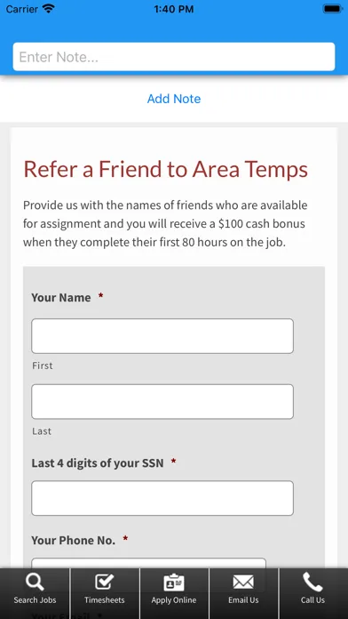 Area Temps Staffing Service 스크린샷
