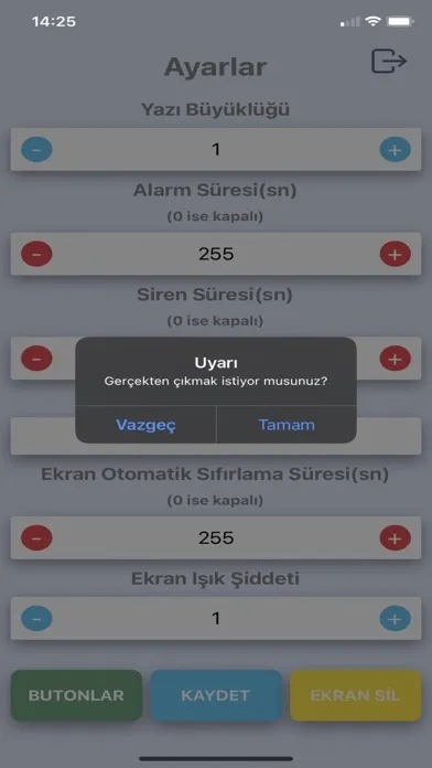 Ảnh chụp màn hình của Panel Ayar