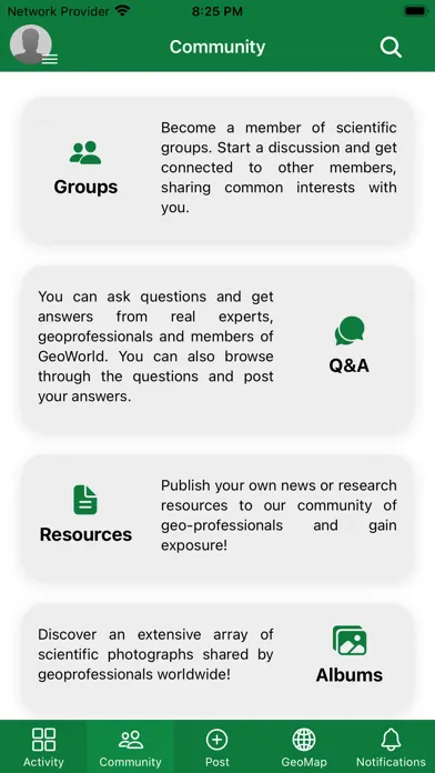 Ảnh chụp màn hình của GeoWorld Professional Network