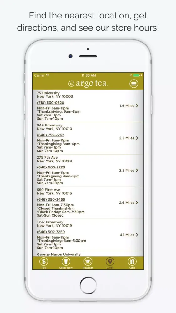 Argo Tea LoyalTea App स्क्रीनशॉट