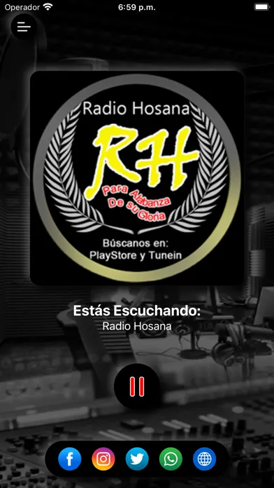 Tangkapan skrin Radio Hosana
