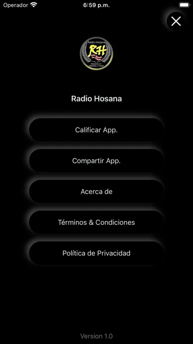 Tangkapan skrin Radio Hosana