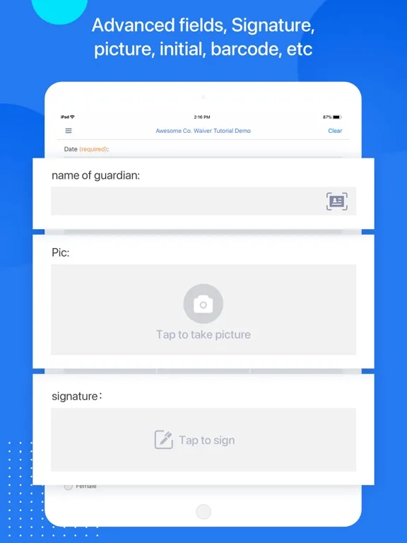 WaiverForever - Online Waiver iPad  स्क्रीनशॉट
