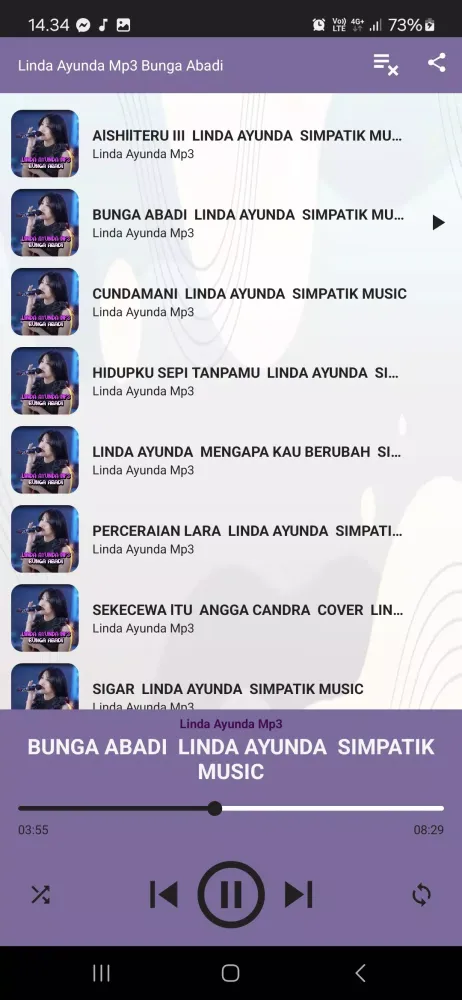 Linda Ayunda Mp3 Bunga Abadi 스크린샷