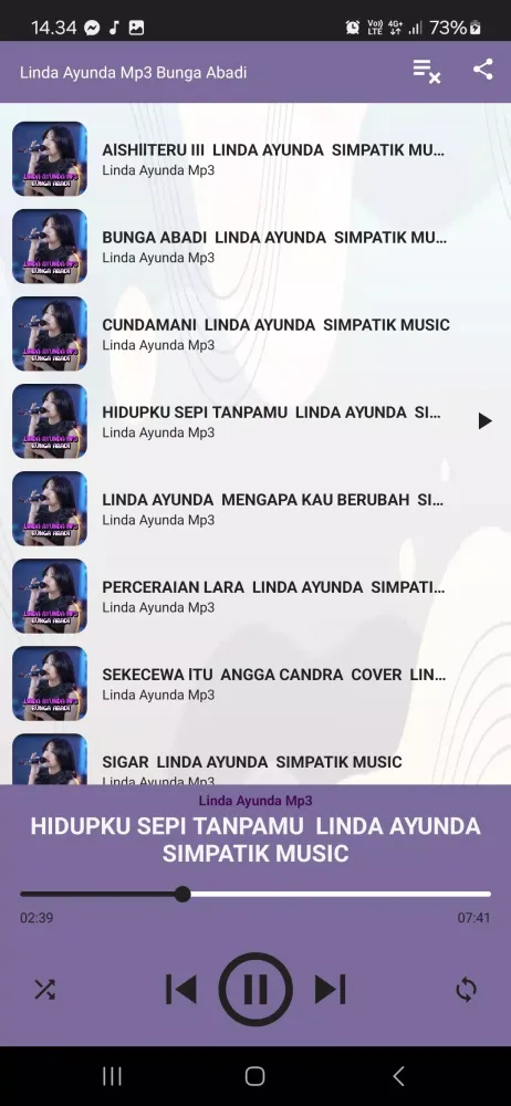 Linda Ayunda Mp3 Bunga Abadi 스크린샷