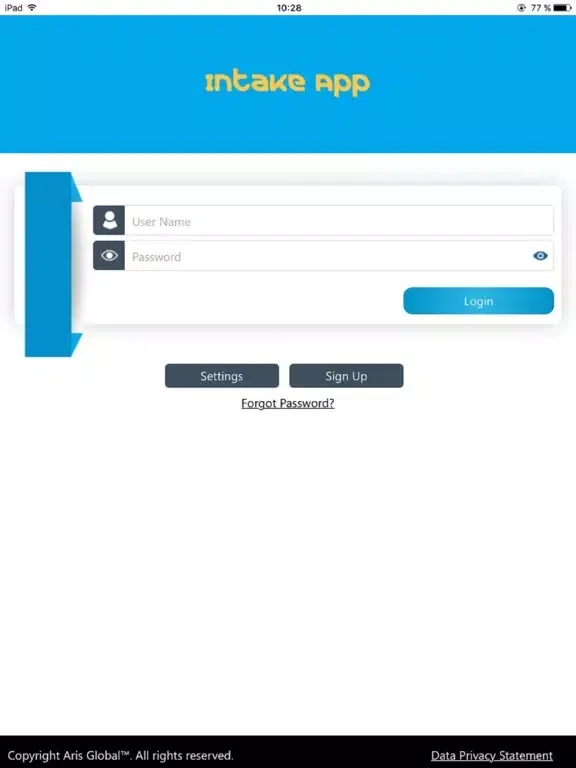 Ảnh chụp màn hình của Medinfo Intake App iPad 