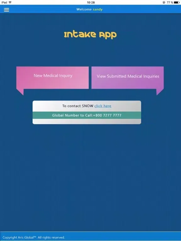 Ảnh chụp màn hình của Medinfo Intake App iPad 