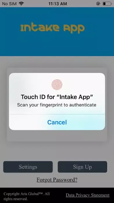 Ảnh chụp màn hình của Medinfo Intake App