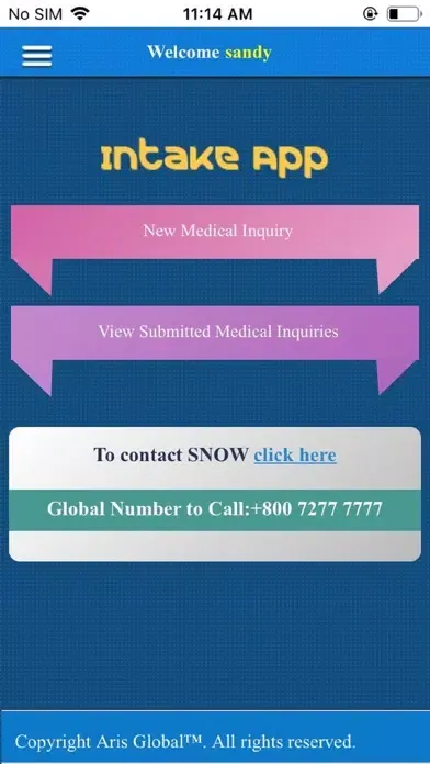 Ảnh chụp màn hình của Medinfo Intake App