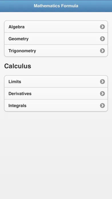 Tangkapan skrin Math Formula Dictionary