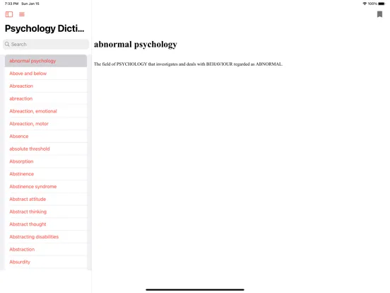 Psychology Dictionary Offline iPad  स्क्रीनशॉट