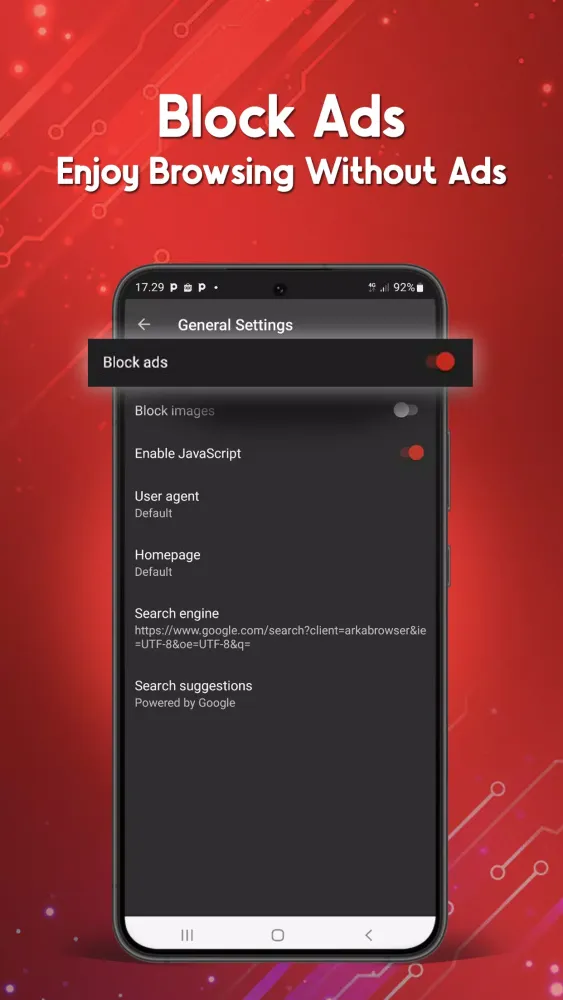 Tangkapan layar Arka Secure Proxy Browser