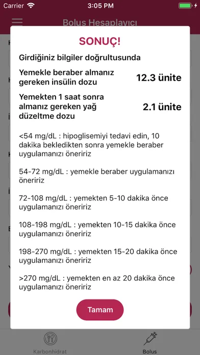 Karbonhidrat-Bolus Hesaplayıcı 스크린샷