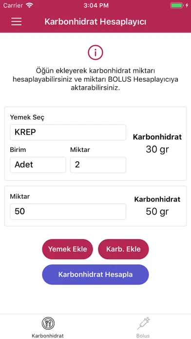 Karbonhidrat-Bolus Hesaplayıcı 스크린샷