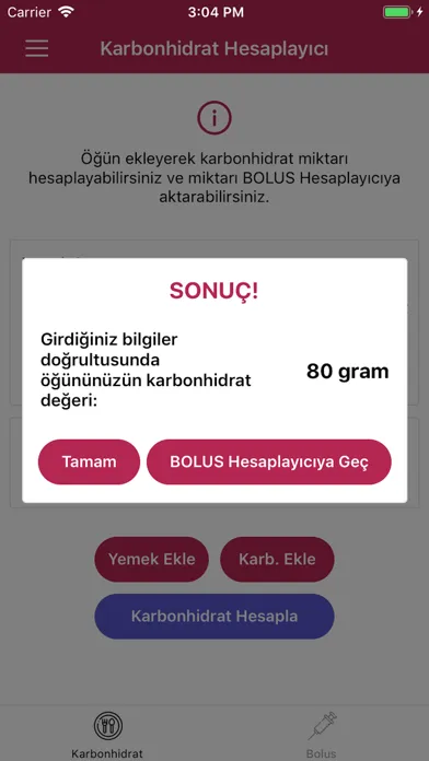 Karbonhidrat-Bolus Hesaplayıcı 스크린샷