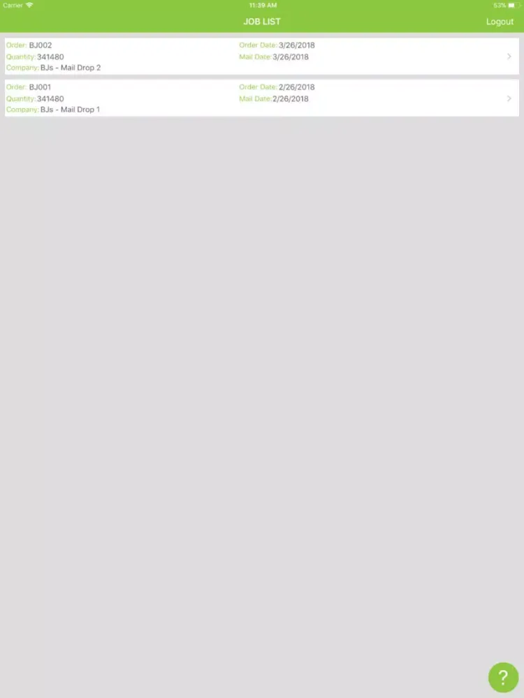 ECS Mail Tracking System iPad  Screenshots