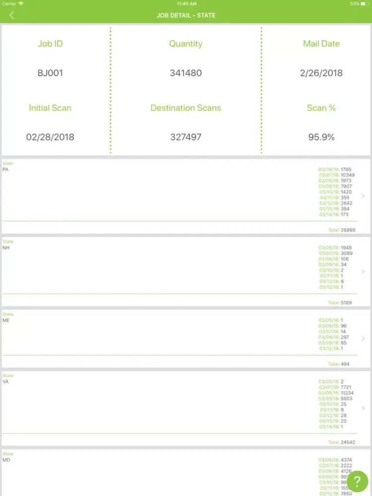 ECS Mail Tracking System iPad  Screenshots