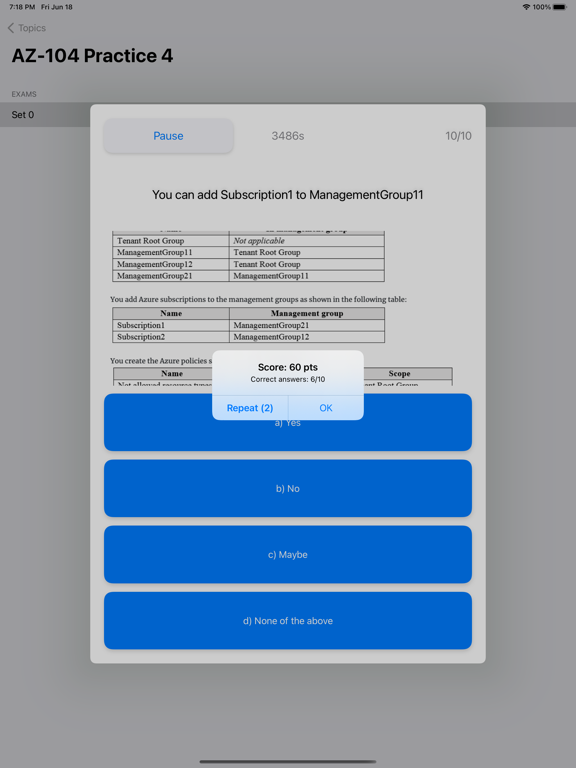 تصاویر AZ-104 Practice Exam iPad 