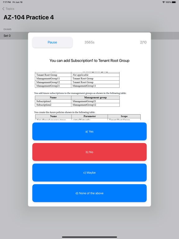تصاویر AZ-104 Practice Exam iPad 