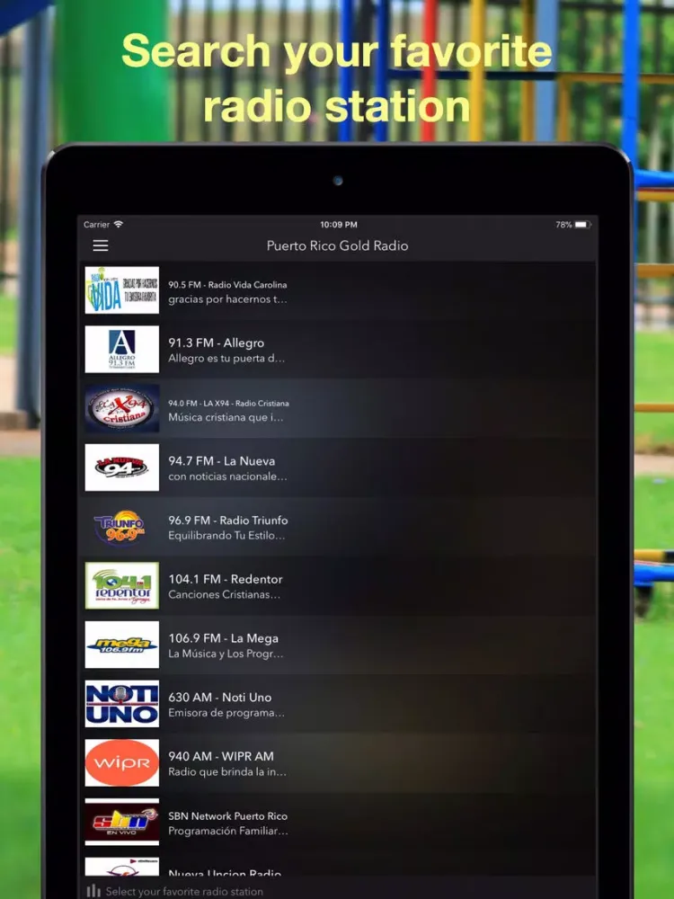 Capturas de tela do Puerto Rico Gold Radio iPad 
