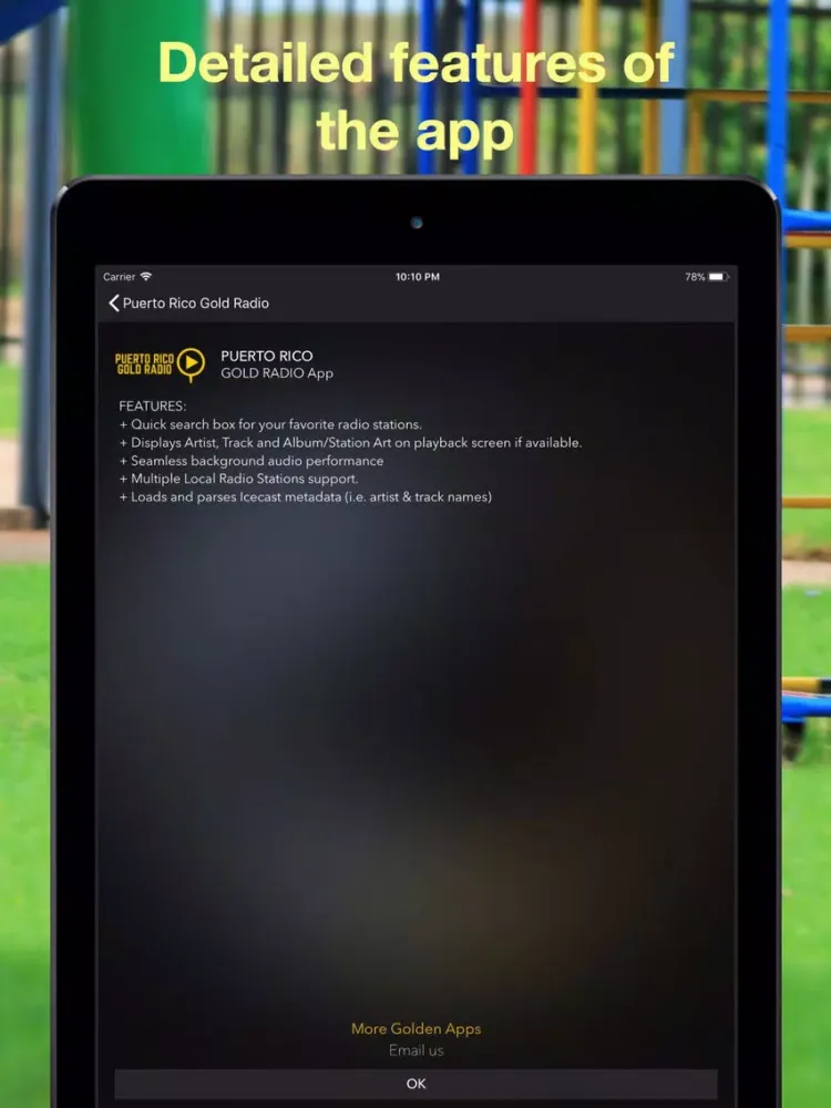 Capturas de tela do Puerto Rico Gold Radio iPad 