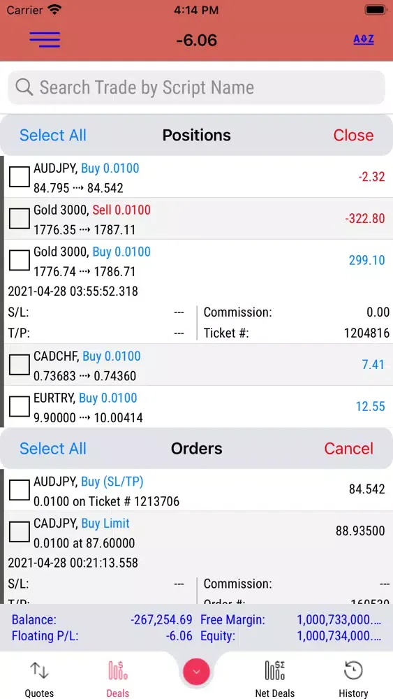 Tangkapan skrin AlgoTradeup