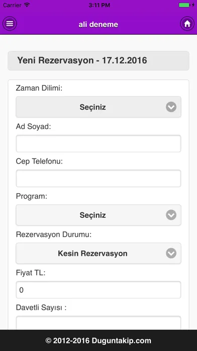 ภาพหน้าจอของ Düğün Takip Rezervasyon