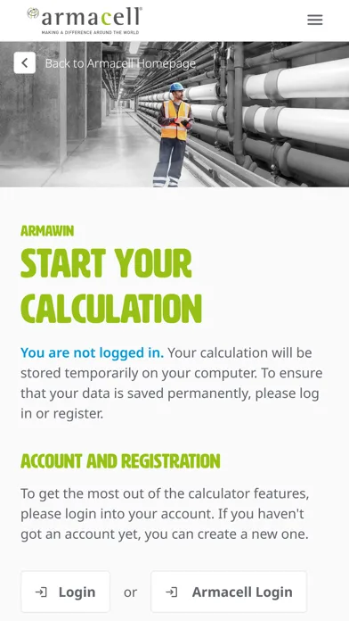 Tangkapan layar ArmaWin - Thickness Calculator