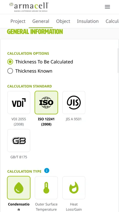 Tangkapan layar ArmaWin - Thickness Calculator
