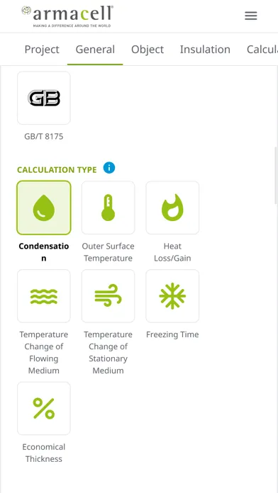 Tangkapan layar ArmaWin - Thickness Calculator