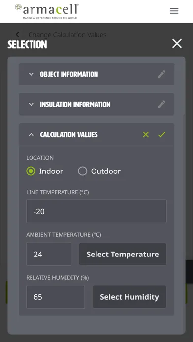 Tangkapan layar ArmaWin - Thickness Calculator
