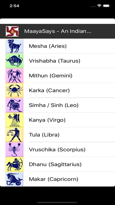 Tangkapan skrin MaayaSays - Horoscope