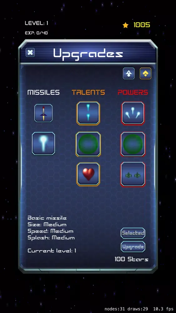 Capturas de tela do Space Masters