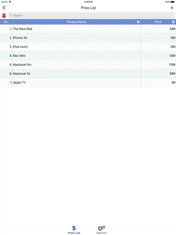 PriceList iPad  سکرین شاٹس