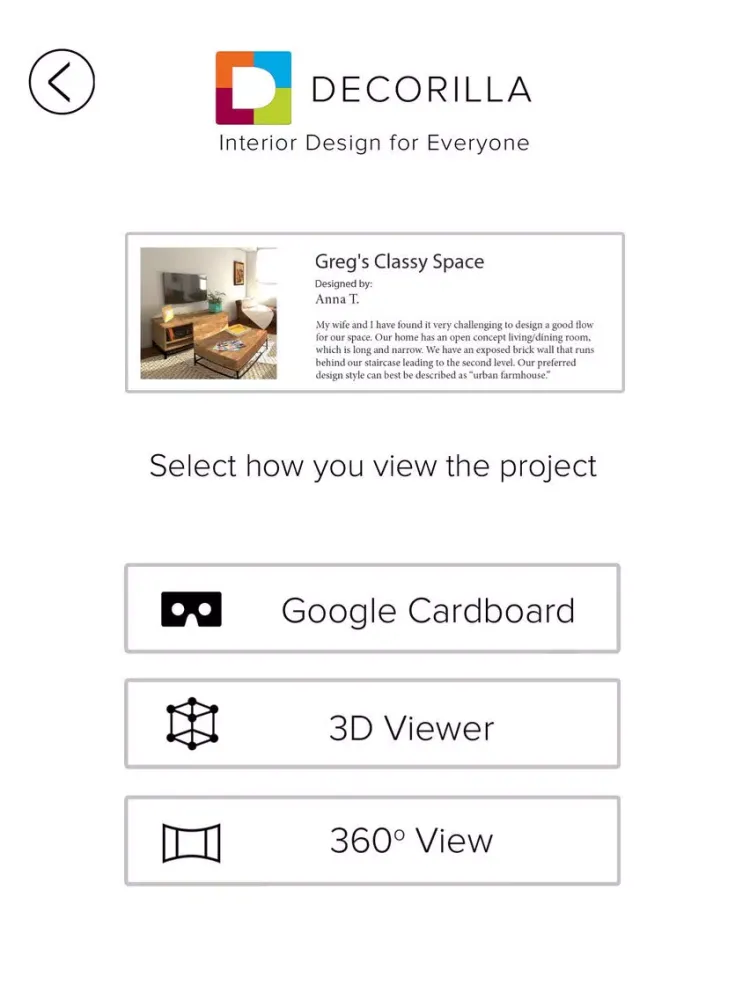 Decorilla VR iPad  স্ক্রিনশট