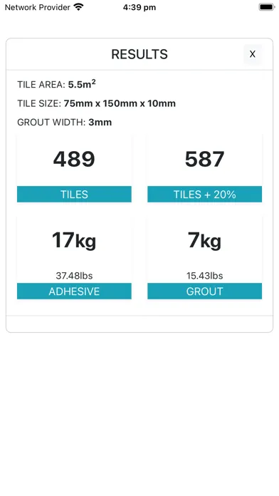 Tangkapan skrin Tile Calc