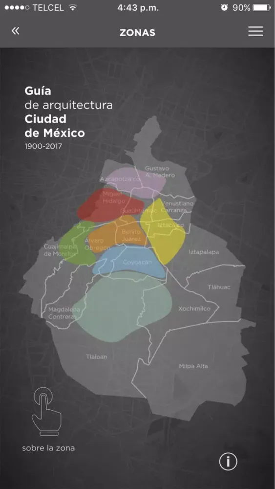 Capturas de tela do Guía de Arquitectura CDMX