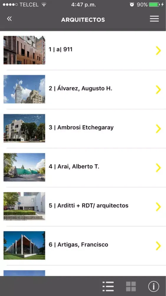 Capturas de tela do Guía de Arquitectura CDMX