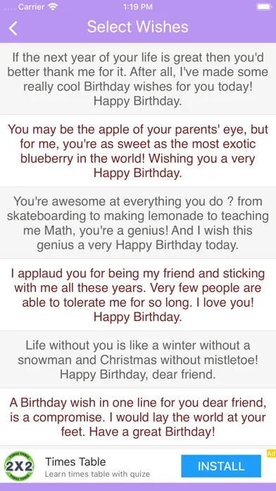 Capturas de tela do Birthday  Messages & Wishes