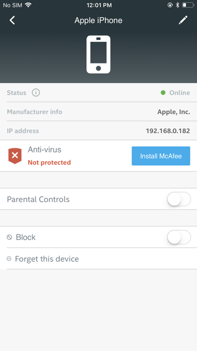 Zrzuty ekranu McAfee Secure Home Internet