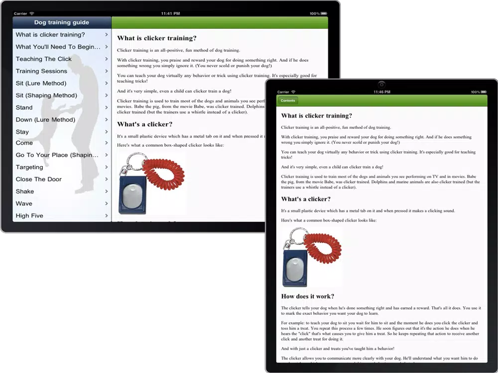 Zrzuty ekranu Dog training guide iPad 
