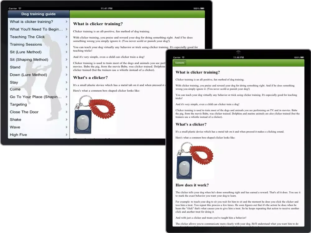Dog training guide iPad  Screenshots