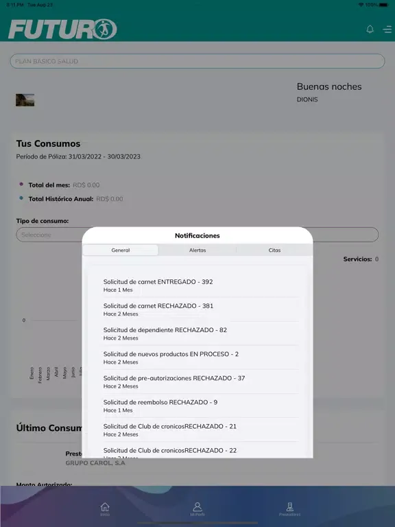 Ảnh chụp màn hình của Futuro ARS Afiliados iPad 