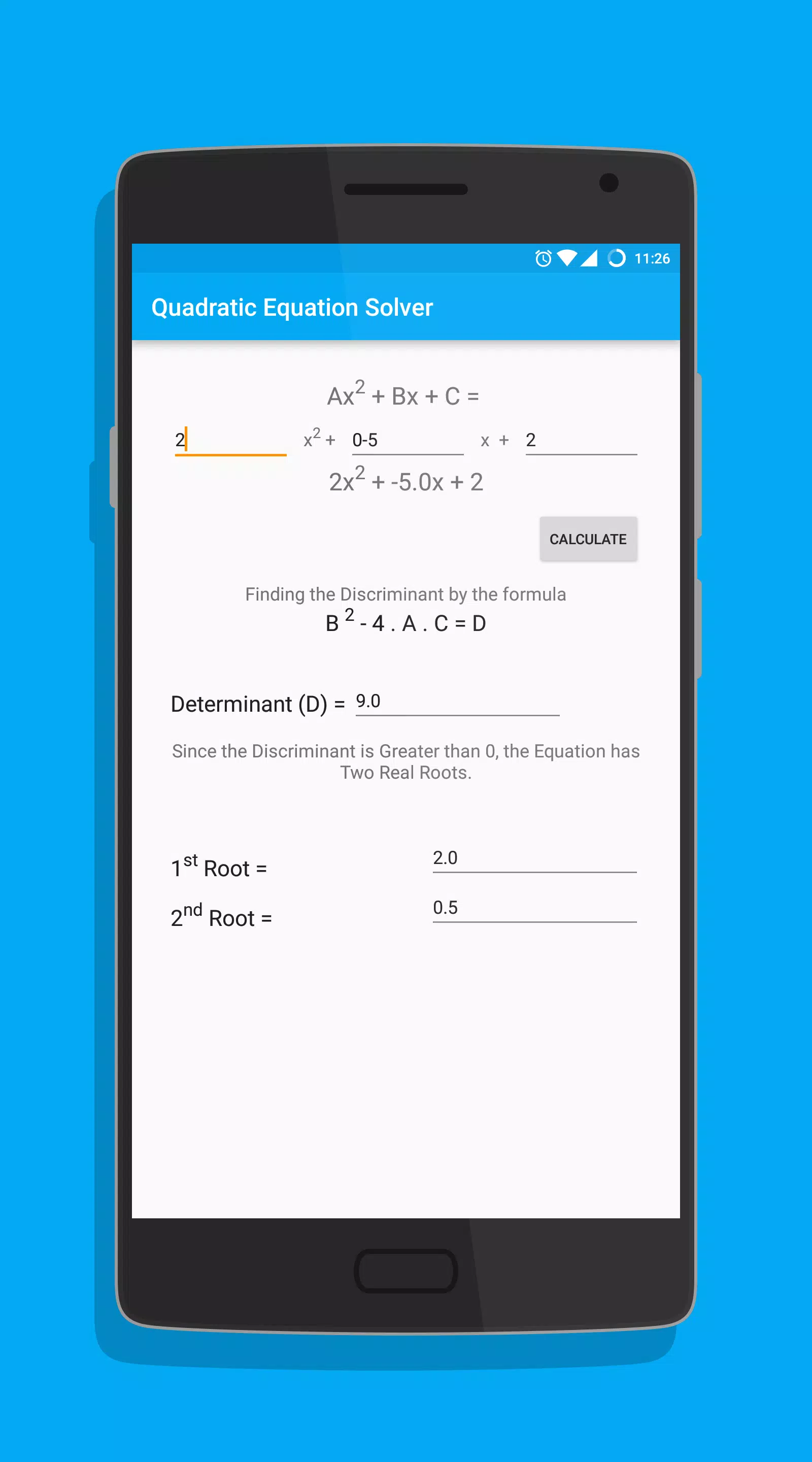 Quadratic Equation Solverภาพหน้าจอของแอป1