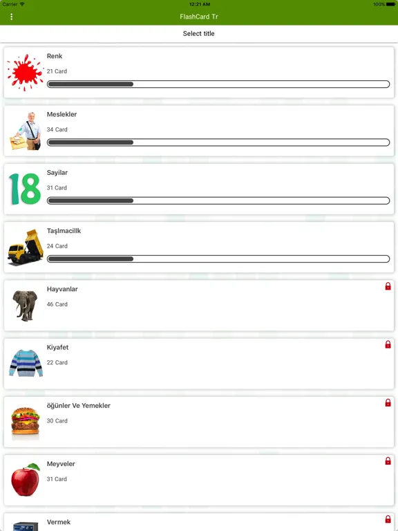 Zrzuty ekranu Turkish Flashcard for Learning iPad 