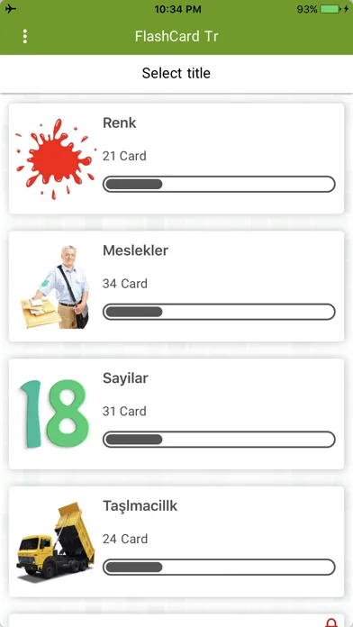 Zrzuty ekranu Turkish Flashcard for Learning