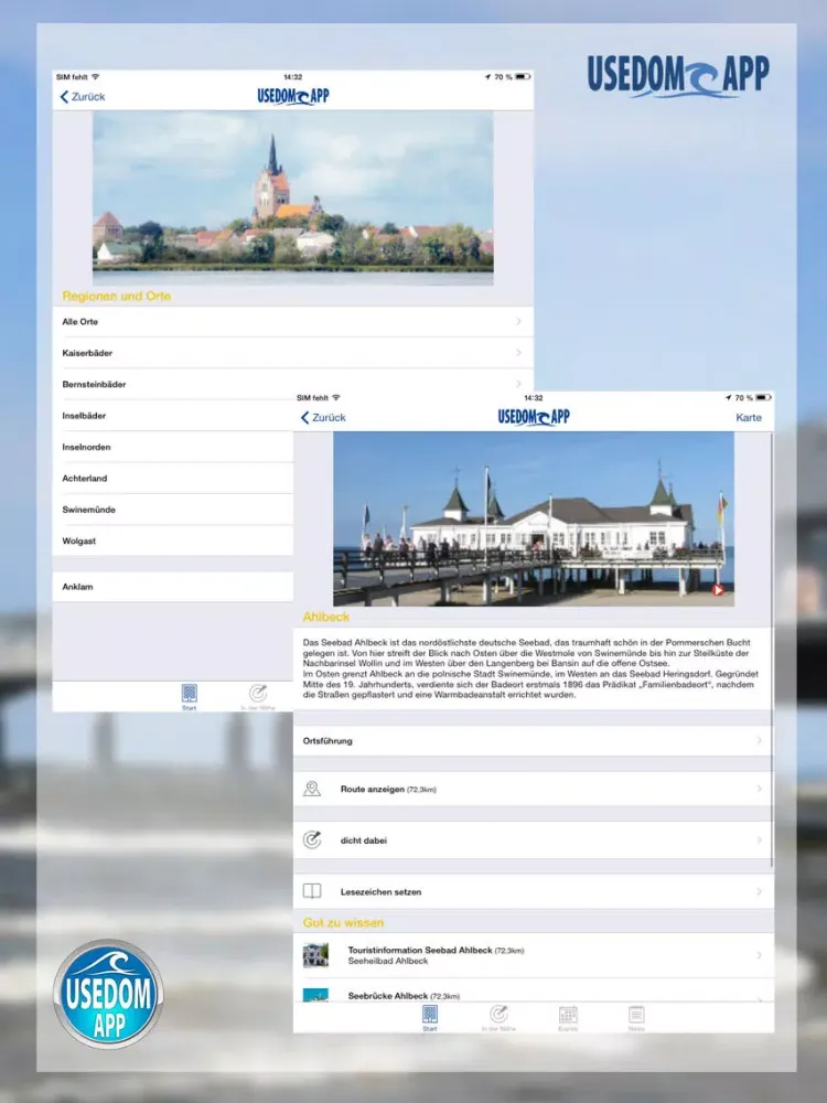 Usedom-App iPad  스크린샷