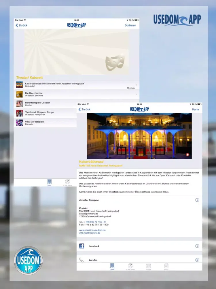 Usedom-App iPad  스크린샷